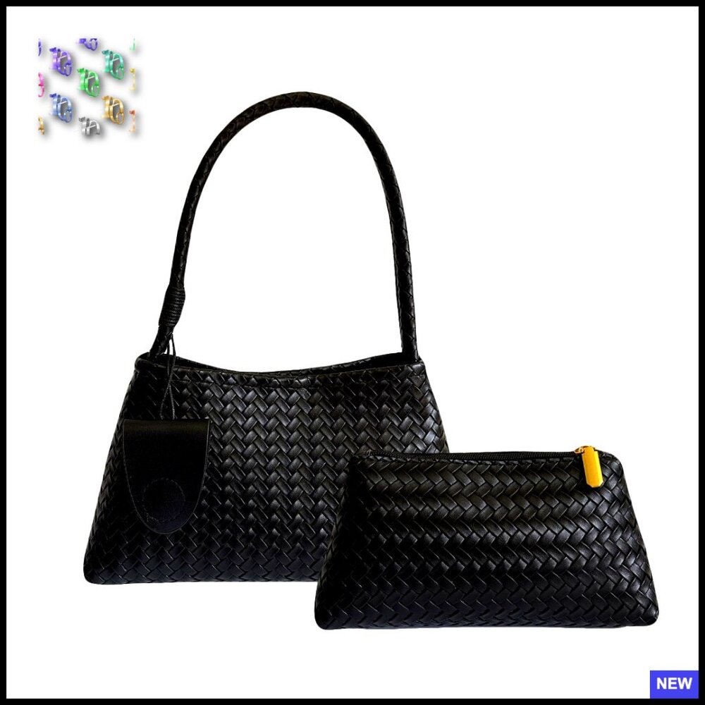 Vegan Leather Hand-Woven Tote Shoulder Bag Chic Casual All-Match Purse